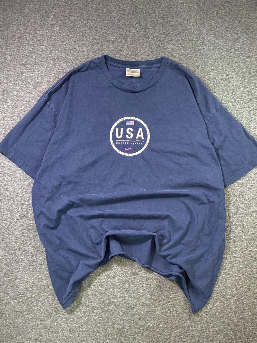 VTG 90s Nike USA Center Swoosh T Shirt Mens XXL Navy Blue Made in USA Boxy Tee